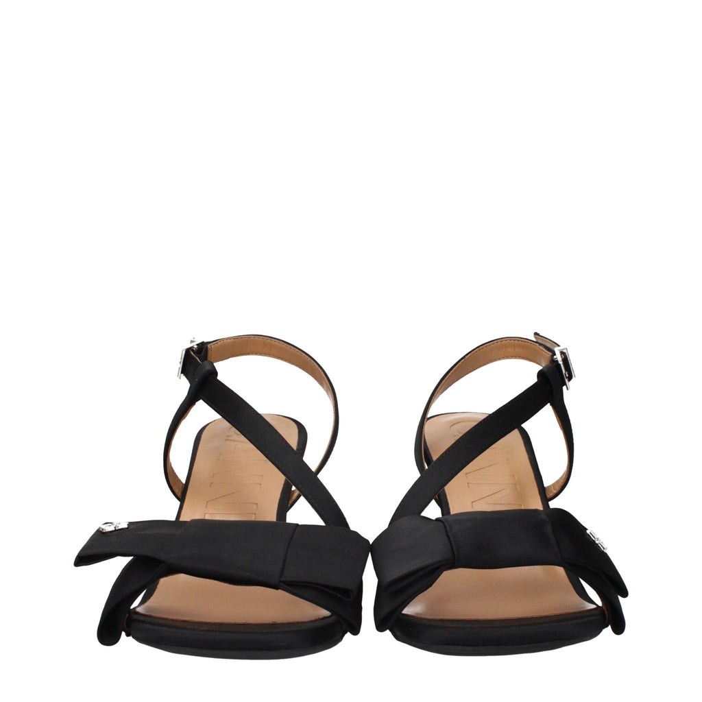 Ganni Black Fabric Stiletto Heel Sandals