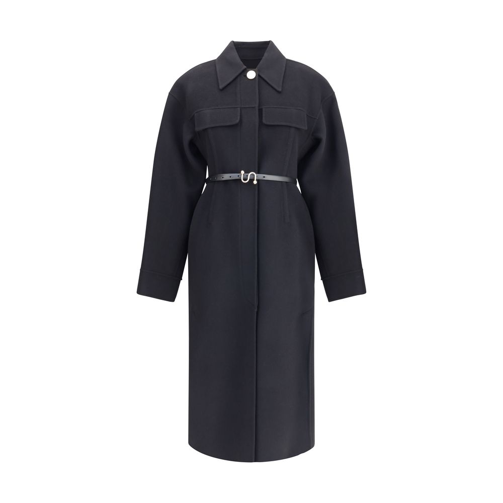 Max Mara Black Fleece Wool Coat