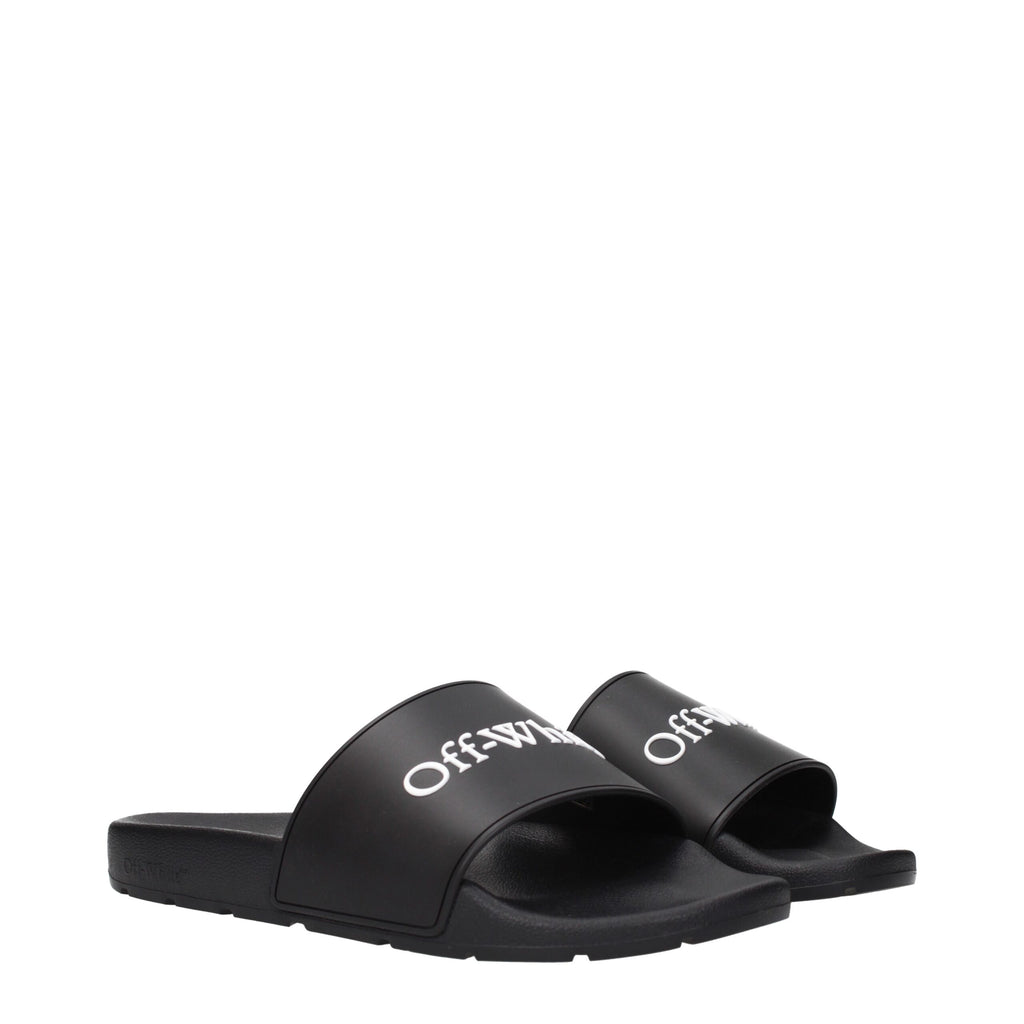 Off-White Black Cotton Slippers Sandals