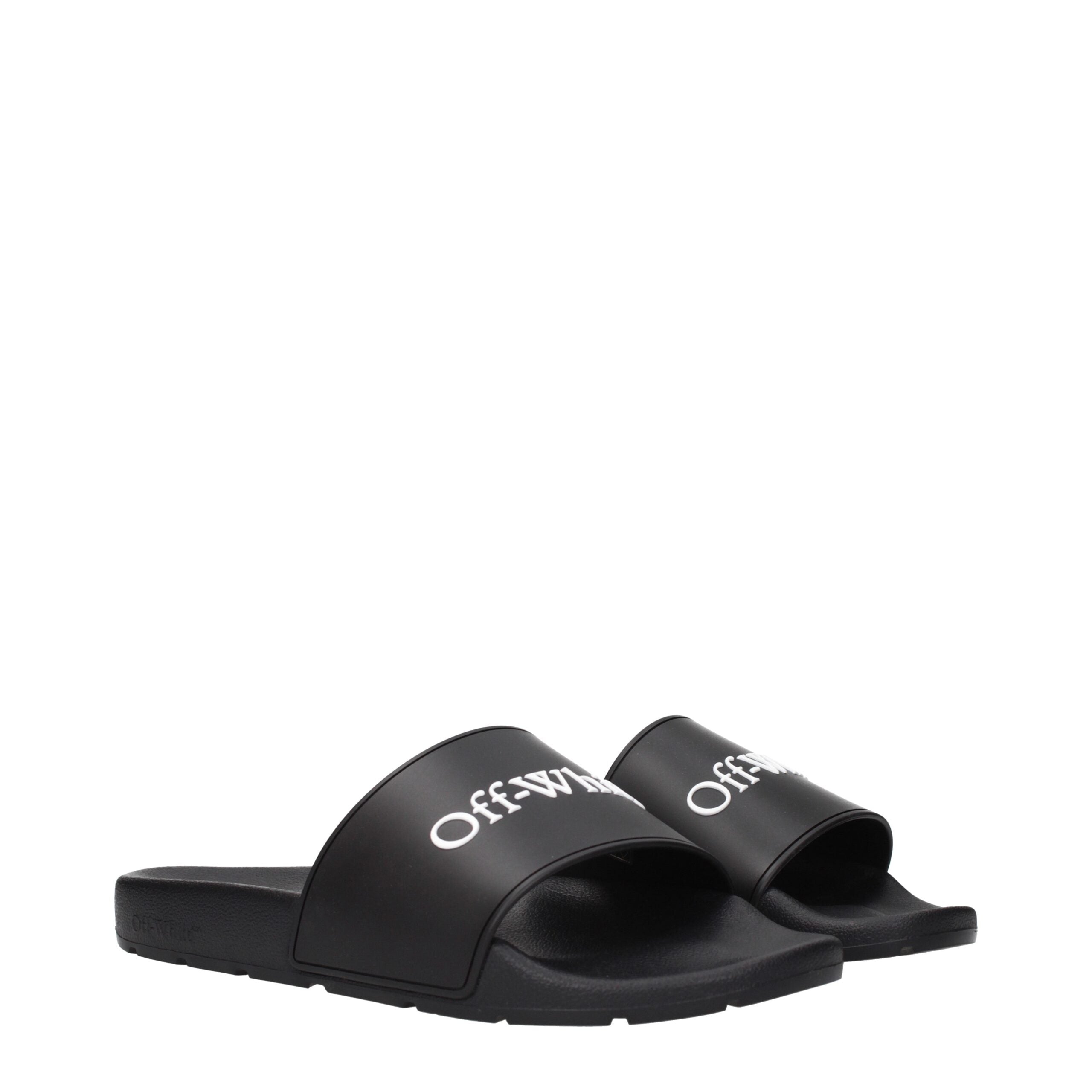 Off-White Black Cotton Slippers Sandals