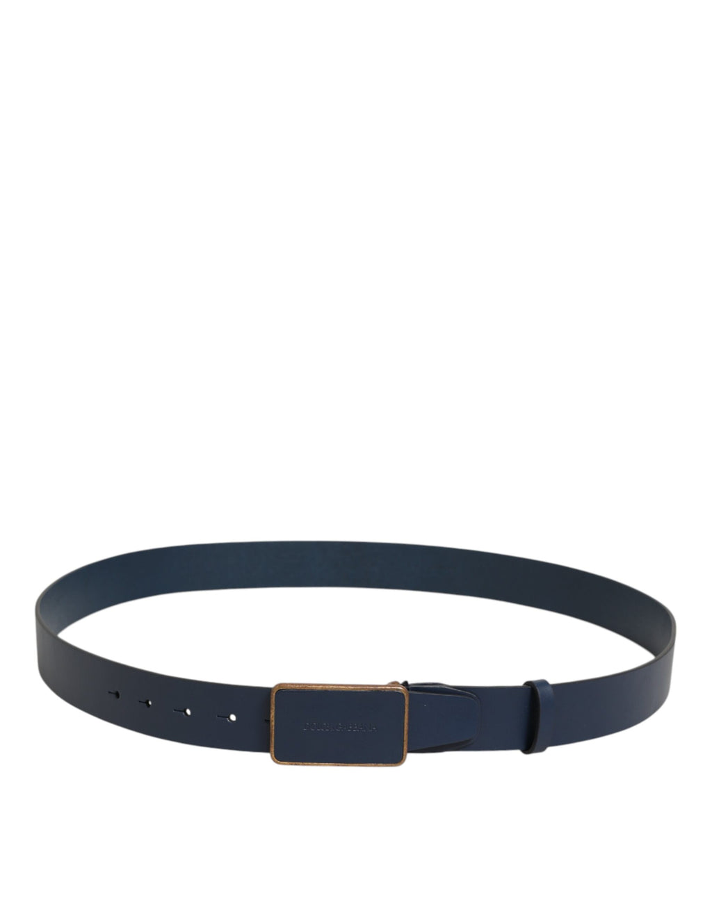 Dolce & Gabbana Blue Leather Classic Metal Logo Buckle Belt