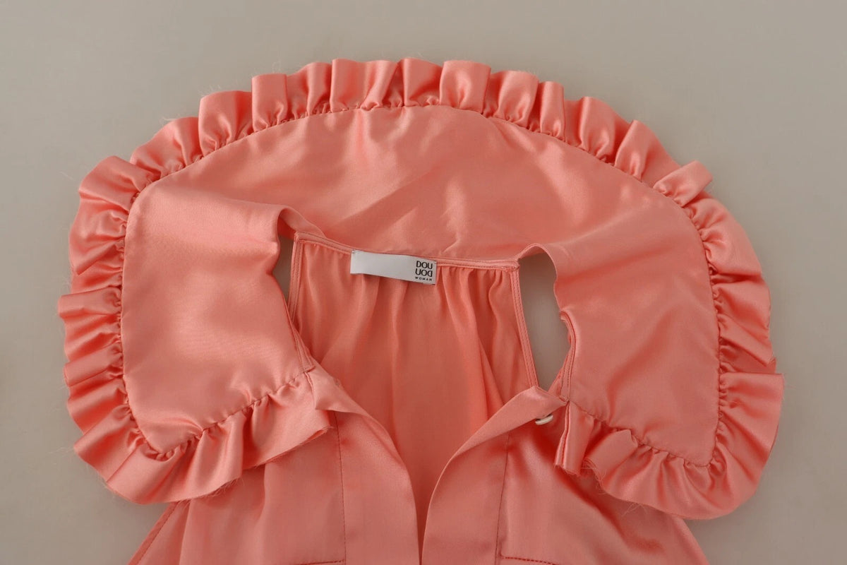 Dolce & Gabbana Pink Silk Stretch Sleeveless Collared Top Blouse