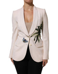Chaqueta Dolce & Gabbana beige bordada de botonadura simple