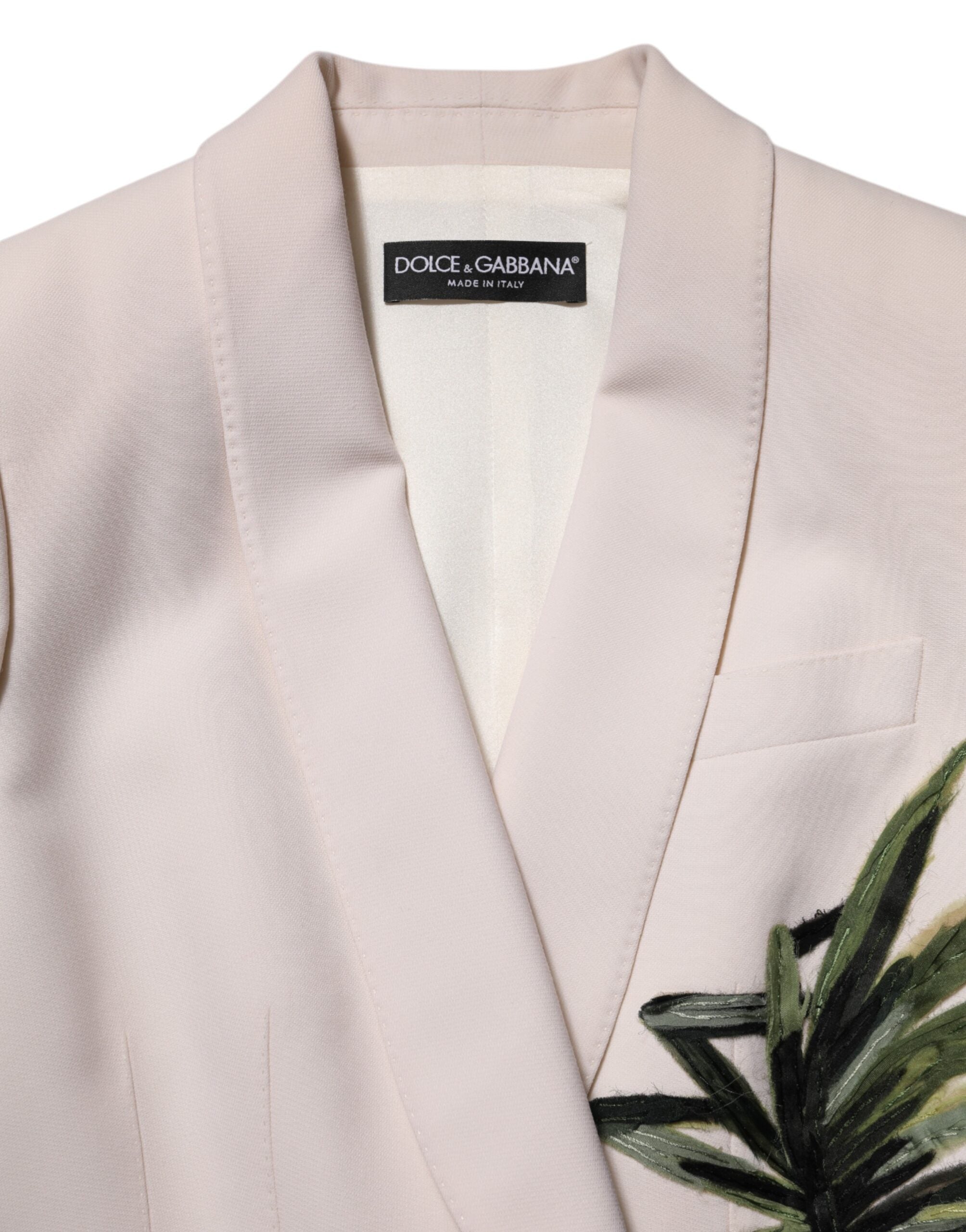 Chaqueta Dolce & Gabbana beige bordada de botonadura simple