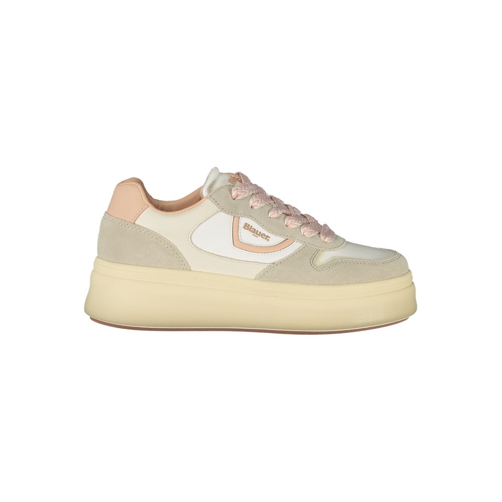Blauer White Polyester Sneaker