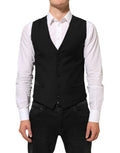 Dolce & Gabbana Black Wool Dress Formal Men Waistcoat Vest
