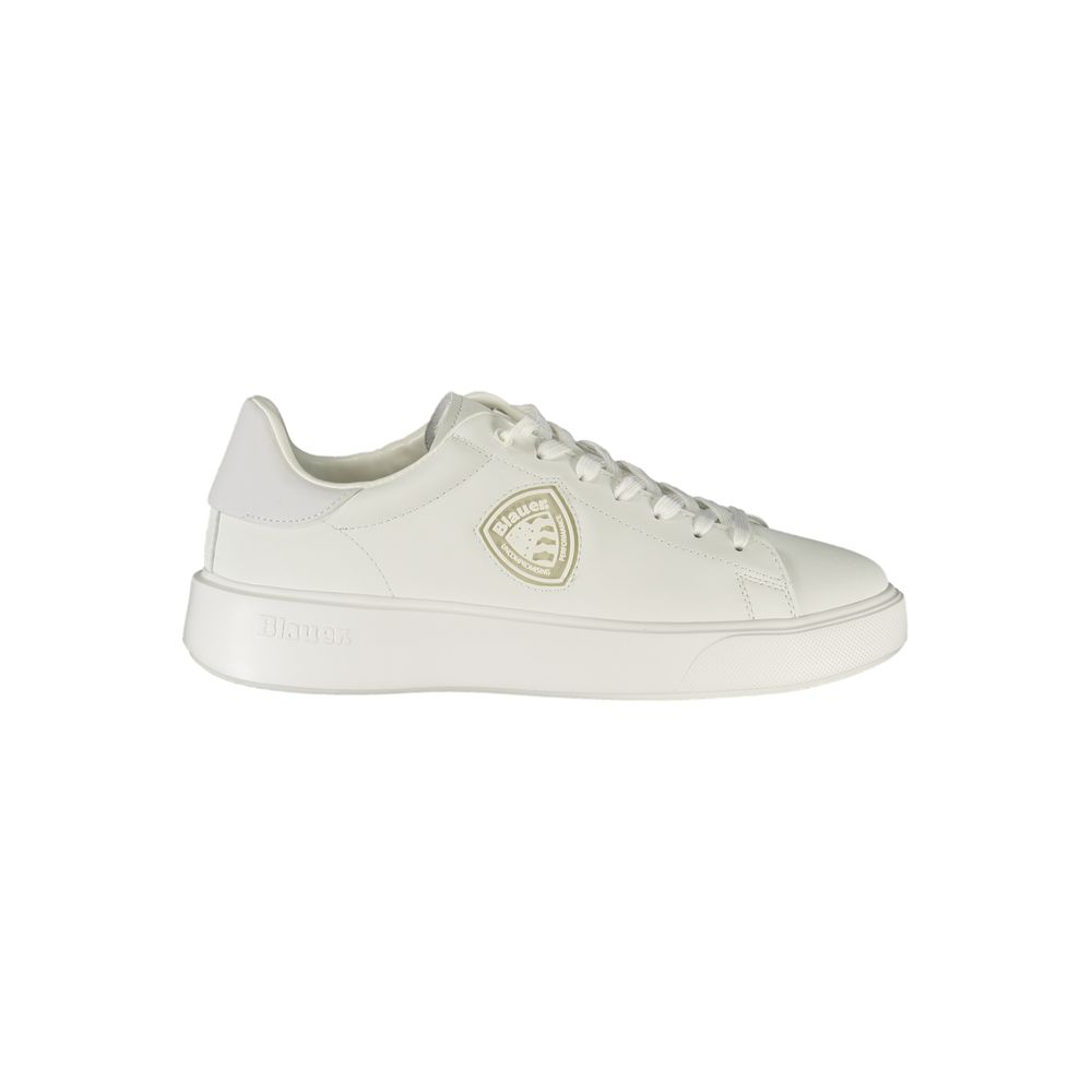 Blauer White Leather Men Sneaker