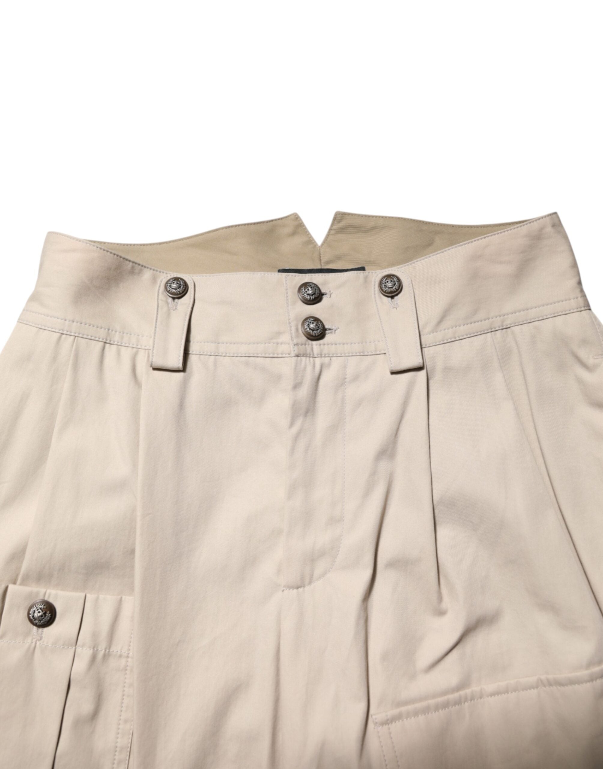 Dolce & Gabbana Beige Cotton Tapered Cargo Men Trouser Pants