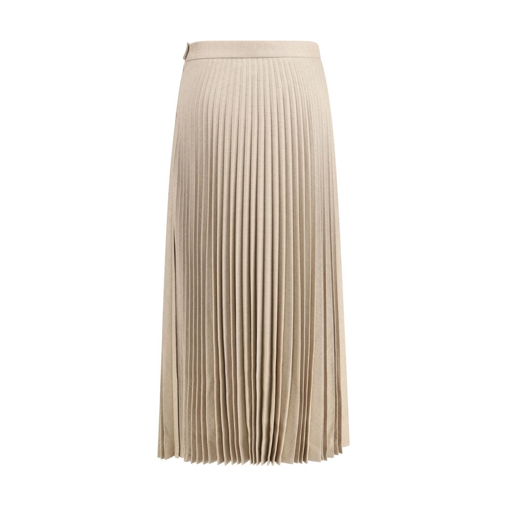 True Royal Beige Wool Long Skirt