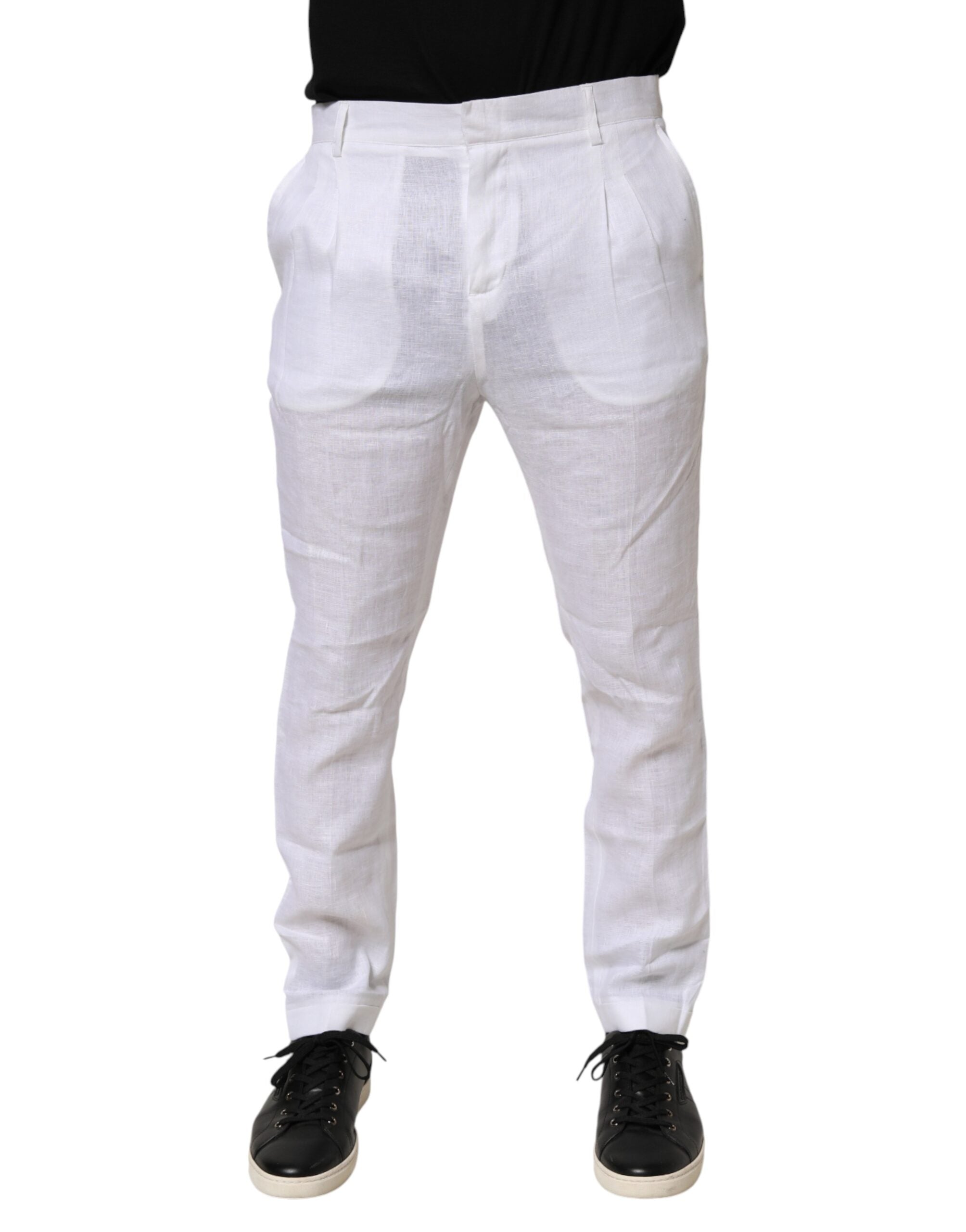 Pantalones de vestir Daniele Alessandrini de lino blanco