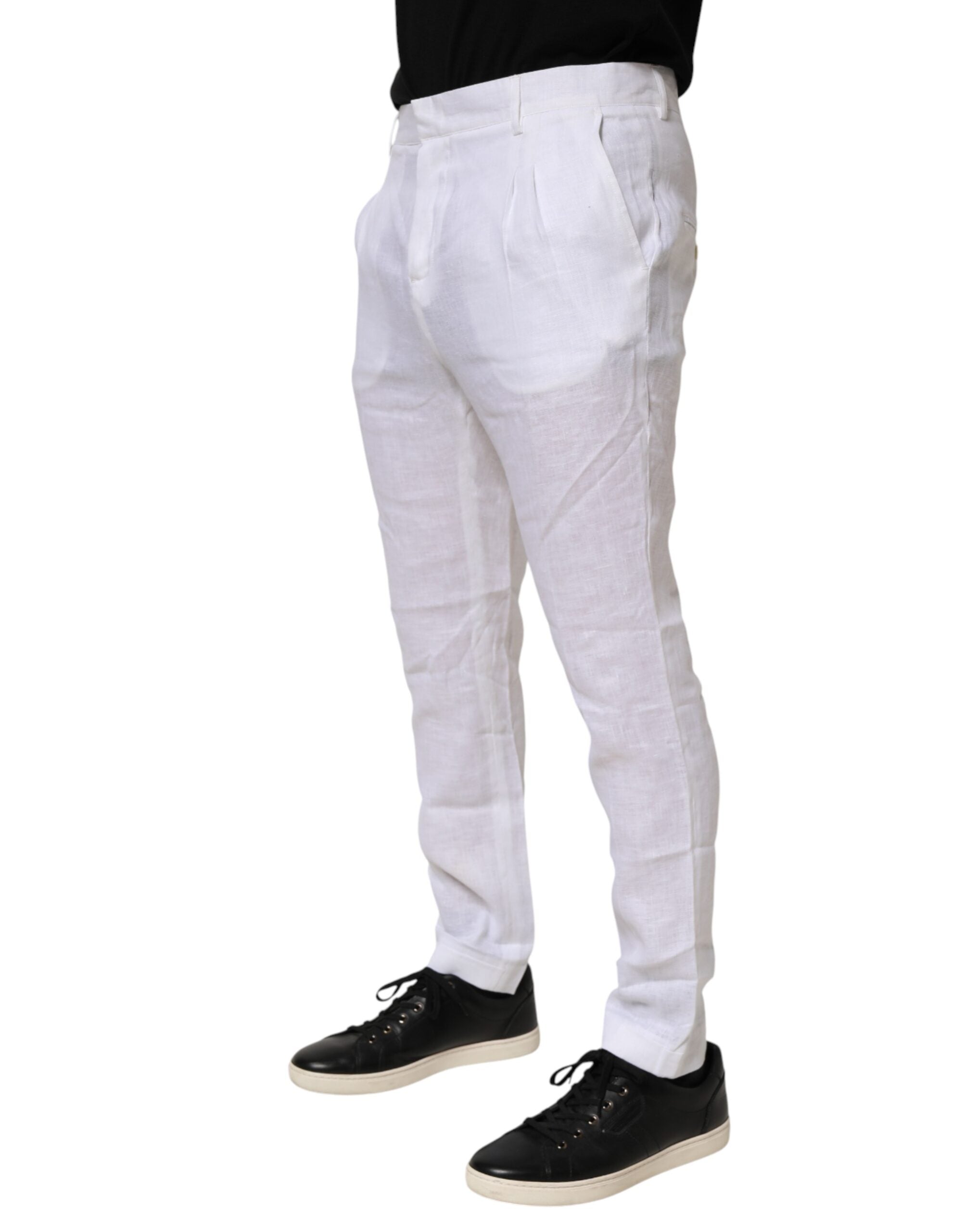Pantalones de vestir Daniele Alessandrini de lino blanco