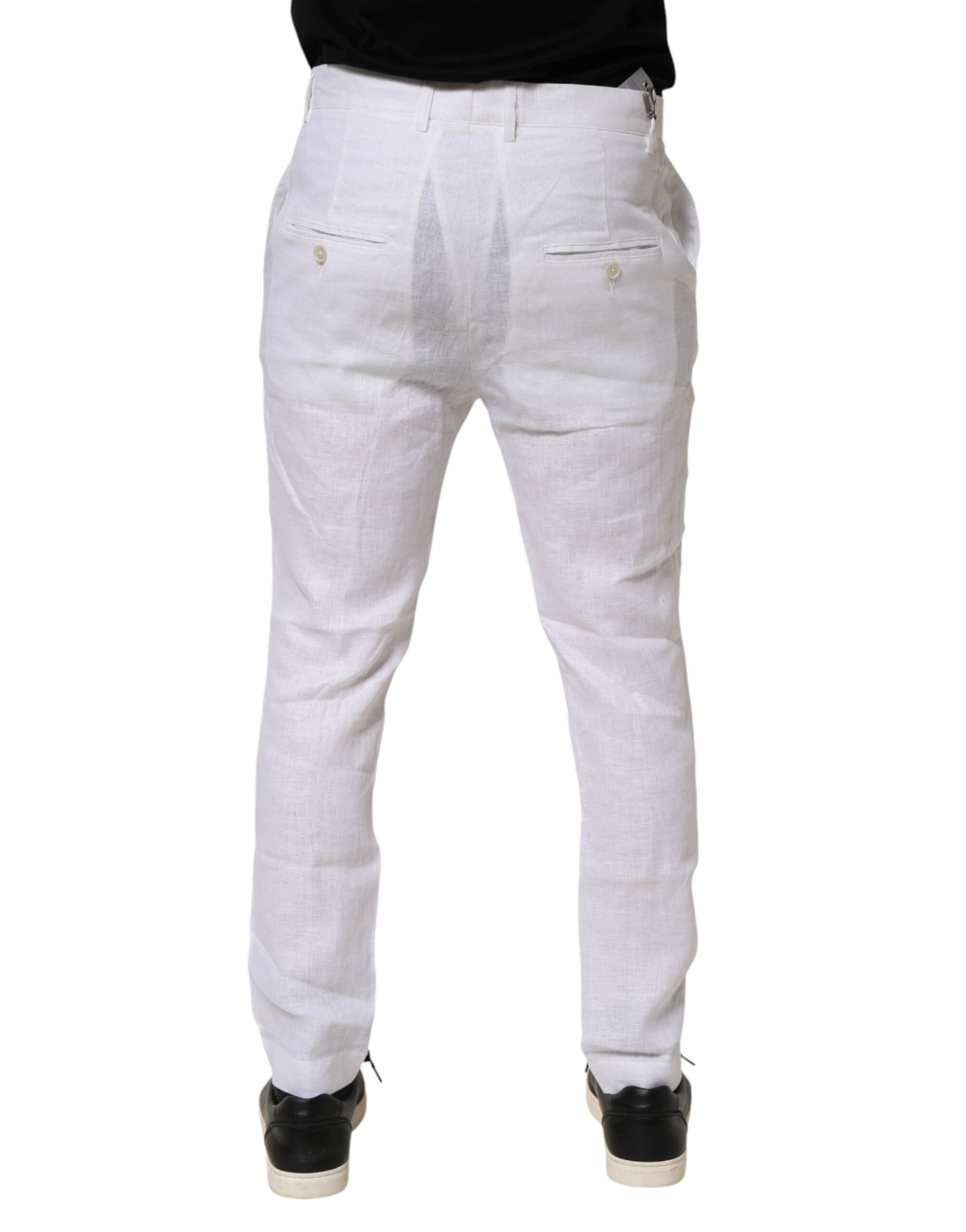 Pantalones de vestir Daniele Alessandrini de lino blanco