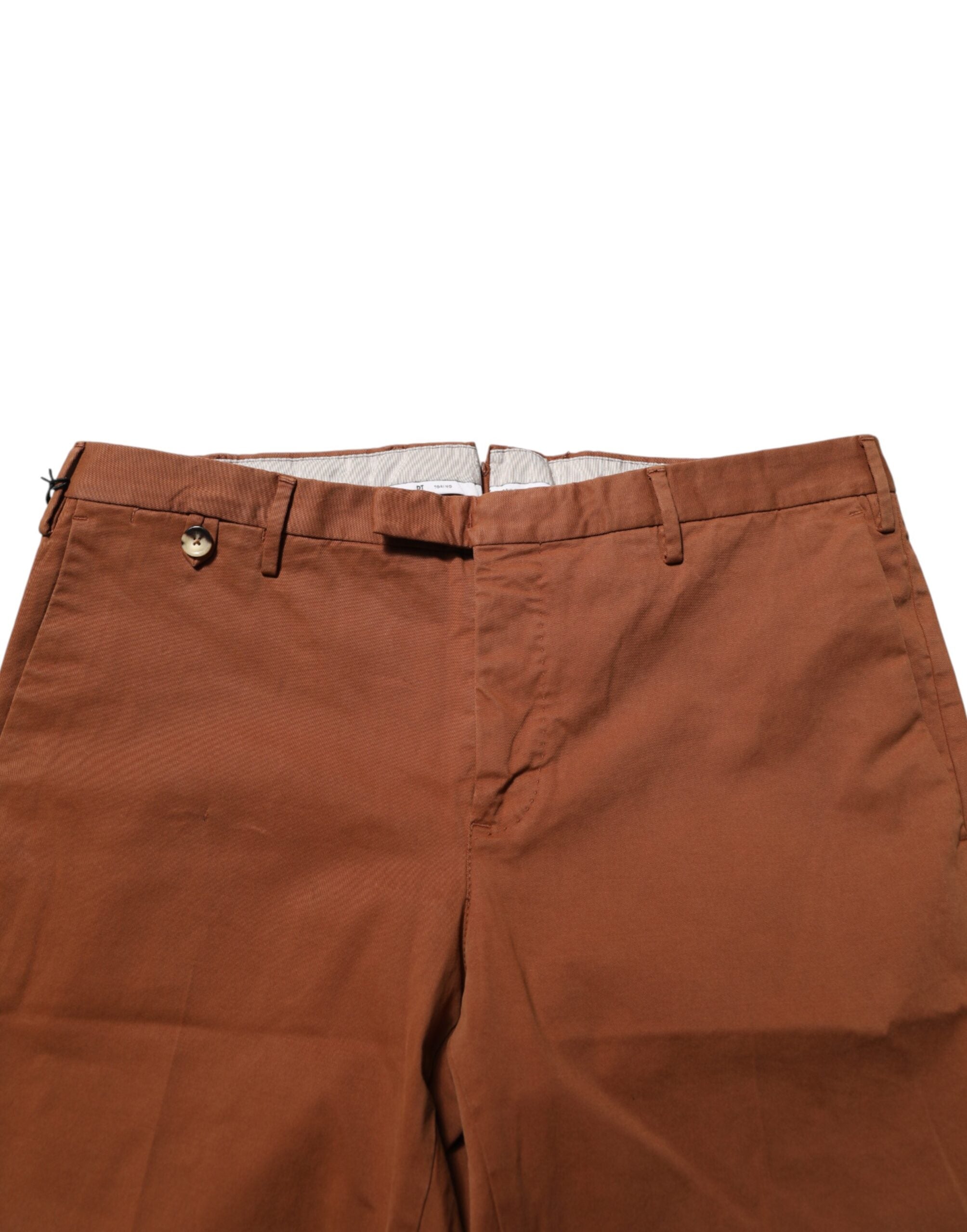 PT Torino Brown Men Skinny Chino Mid Waist Trouser Pants