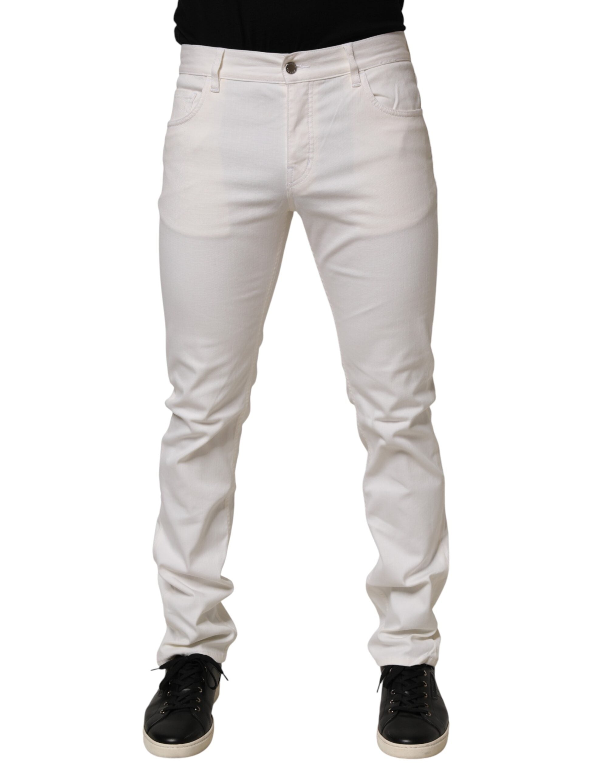 Prada White Mid Waist Skinny Fit Denim Casual Trouser Jeans