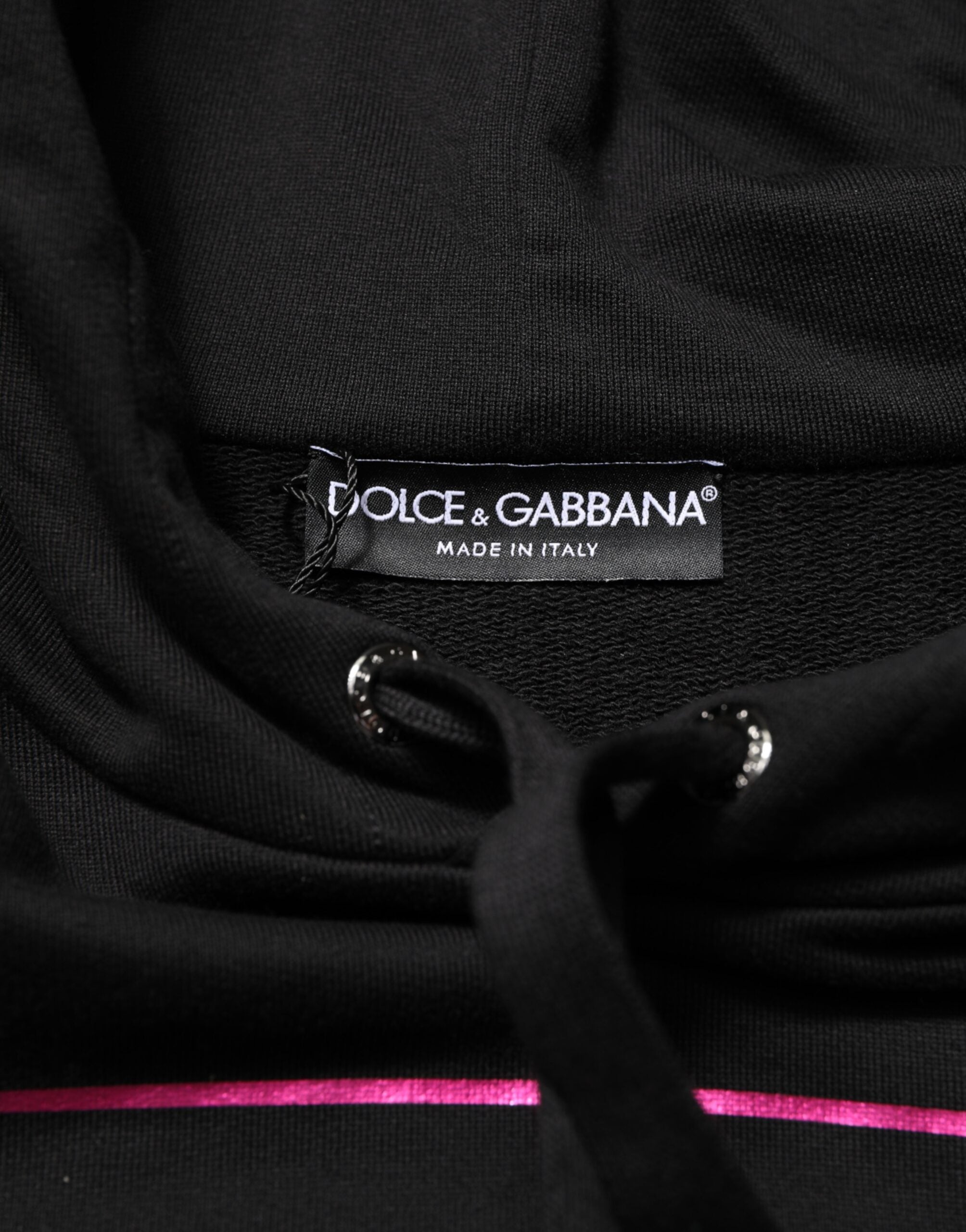 Dolce & Gabbana Black Printed Hooded Men Sweatshirt Sweater