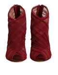 Dolce & Gabbana Red Tulle Ankle Boots Stiletto Heels Shoes