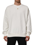 Sudadera blanca con cuello redondo y logo DG de Dolce & Gabbana