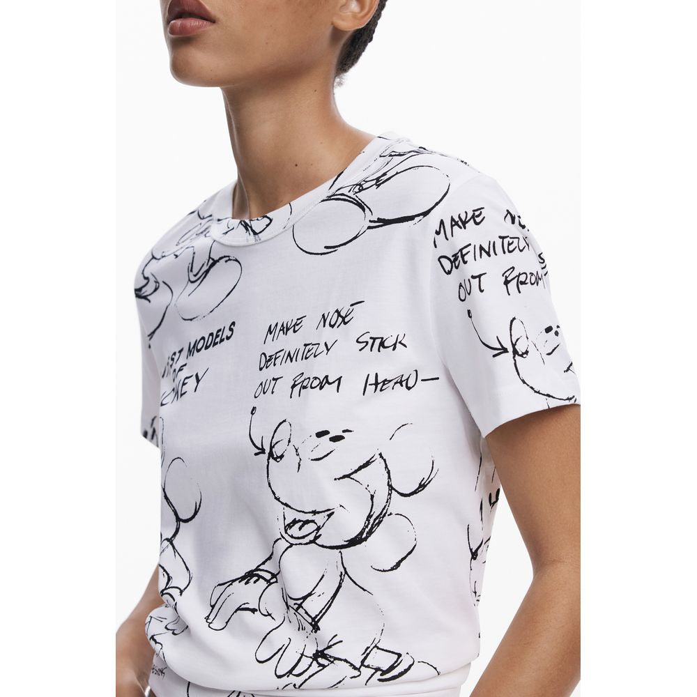 Desigual White Cotton T-Shirt