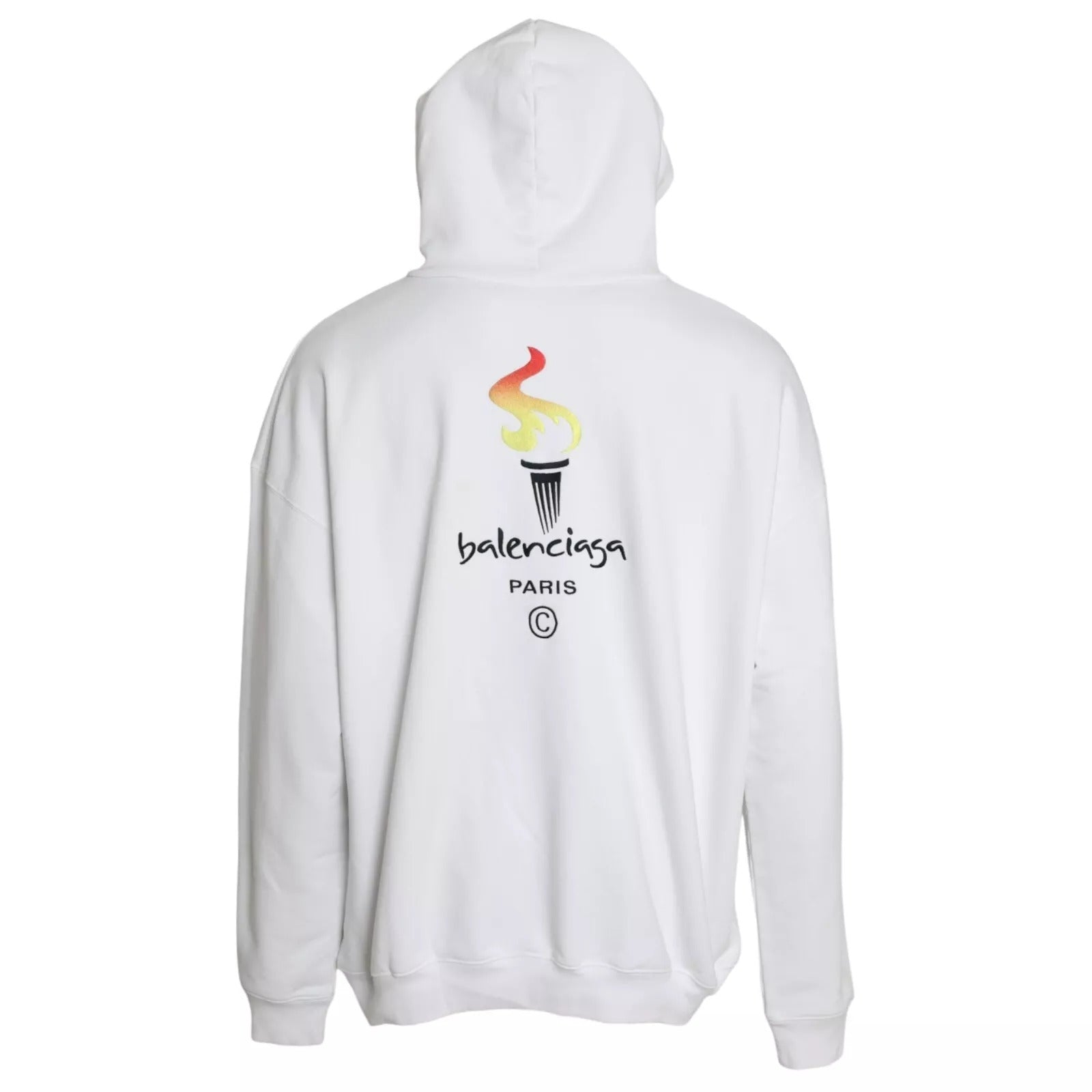 Sudadera Balenciaga extragrande con capucha y de algodón blanco