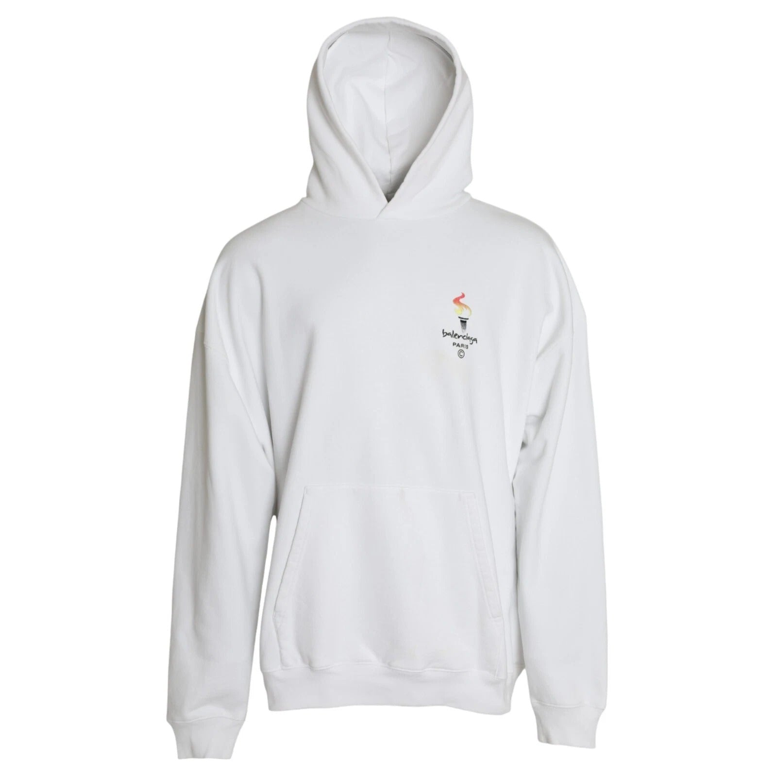 Sudadera Balenciaga extragrande con capucha y de algodón blanco