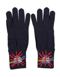 Dolce & Gabbana Blue Wool Knit #DGLovesLondon Embroidered Mitten Gloves