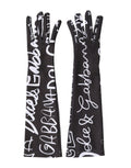 Dolce & Gabbana Black White DG Logo Elbow Length Mitten Gloves
