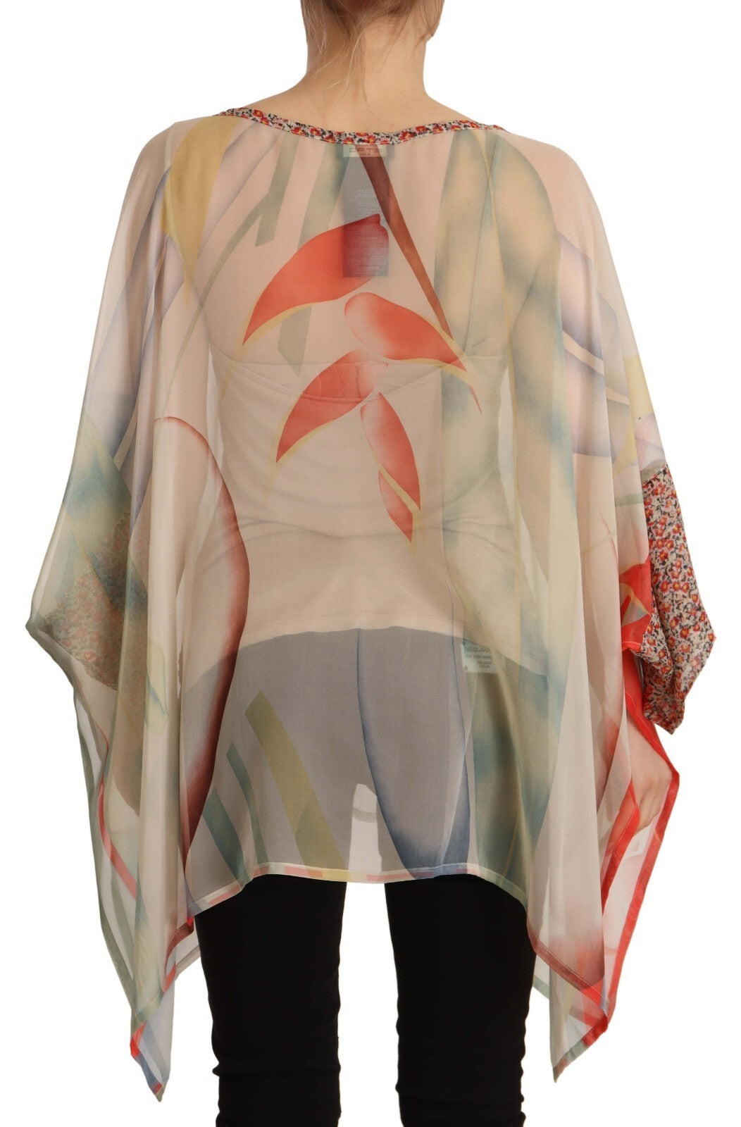 Etro Silk Multicolor Printed Poncho Long Sleeves Women Blouse Top