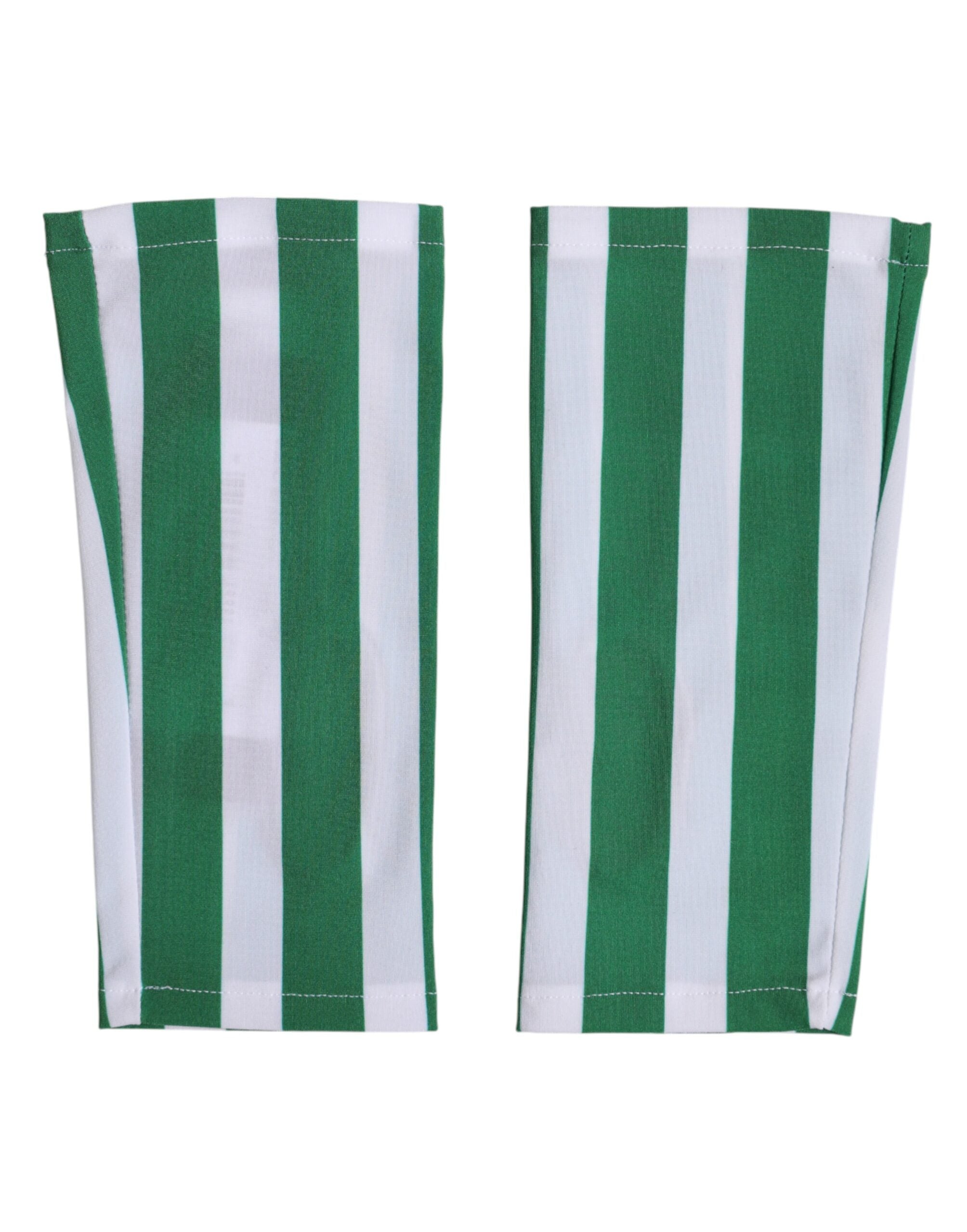 Dolce & Gabbana Green White Nylon Fingerless Wrist Length Gloves