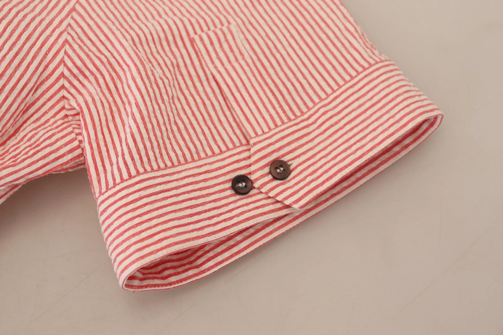 Camisa Dolce & Gabbana de Manga Corta de Algodón a Rayas Rojas y Blancas