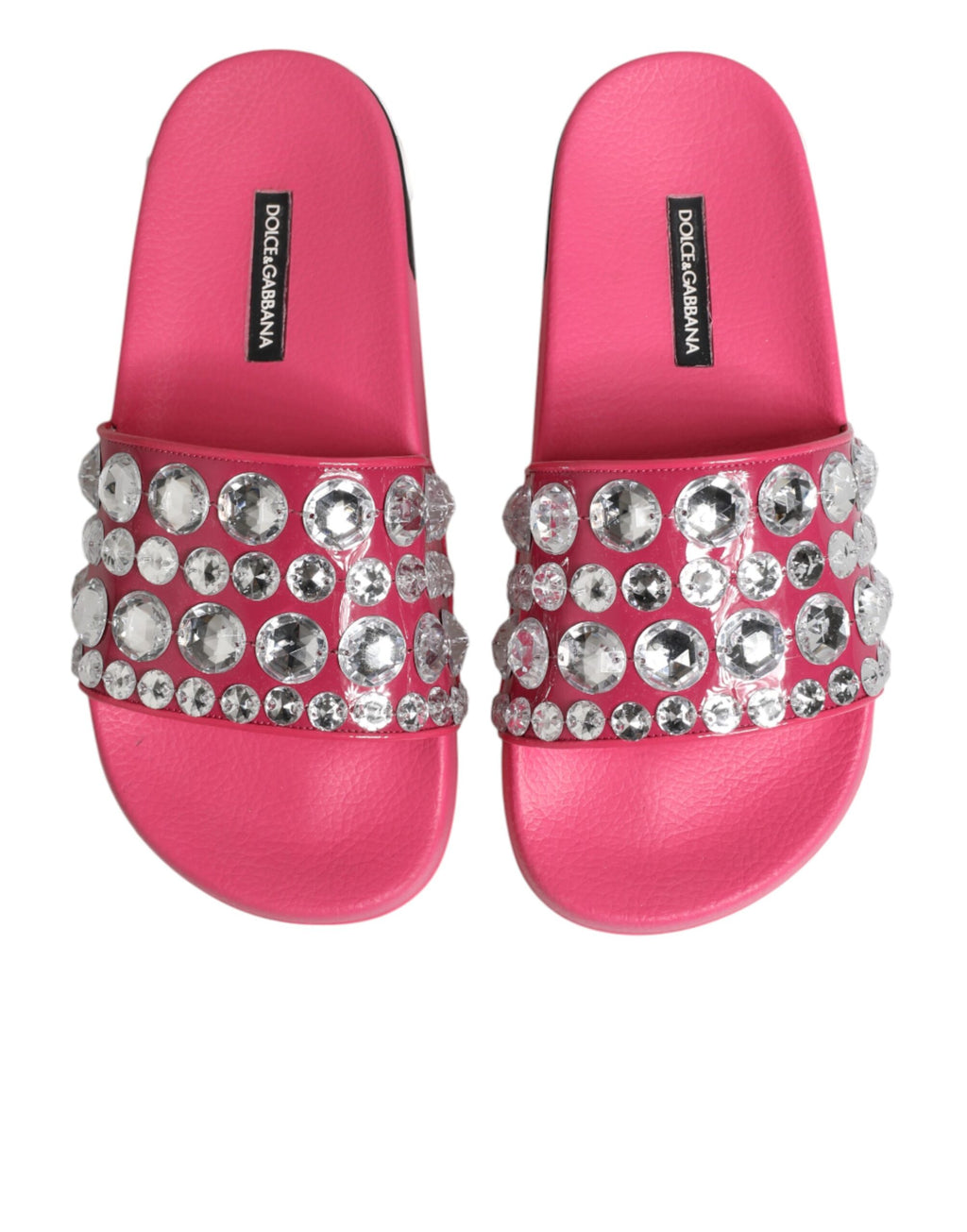 Dolce & Gabbana Pink Crystal Slides Sandals Beachwear Shoes