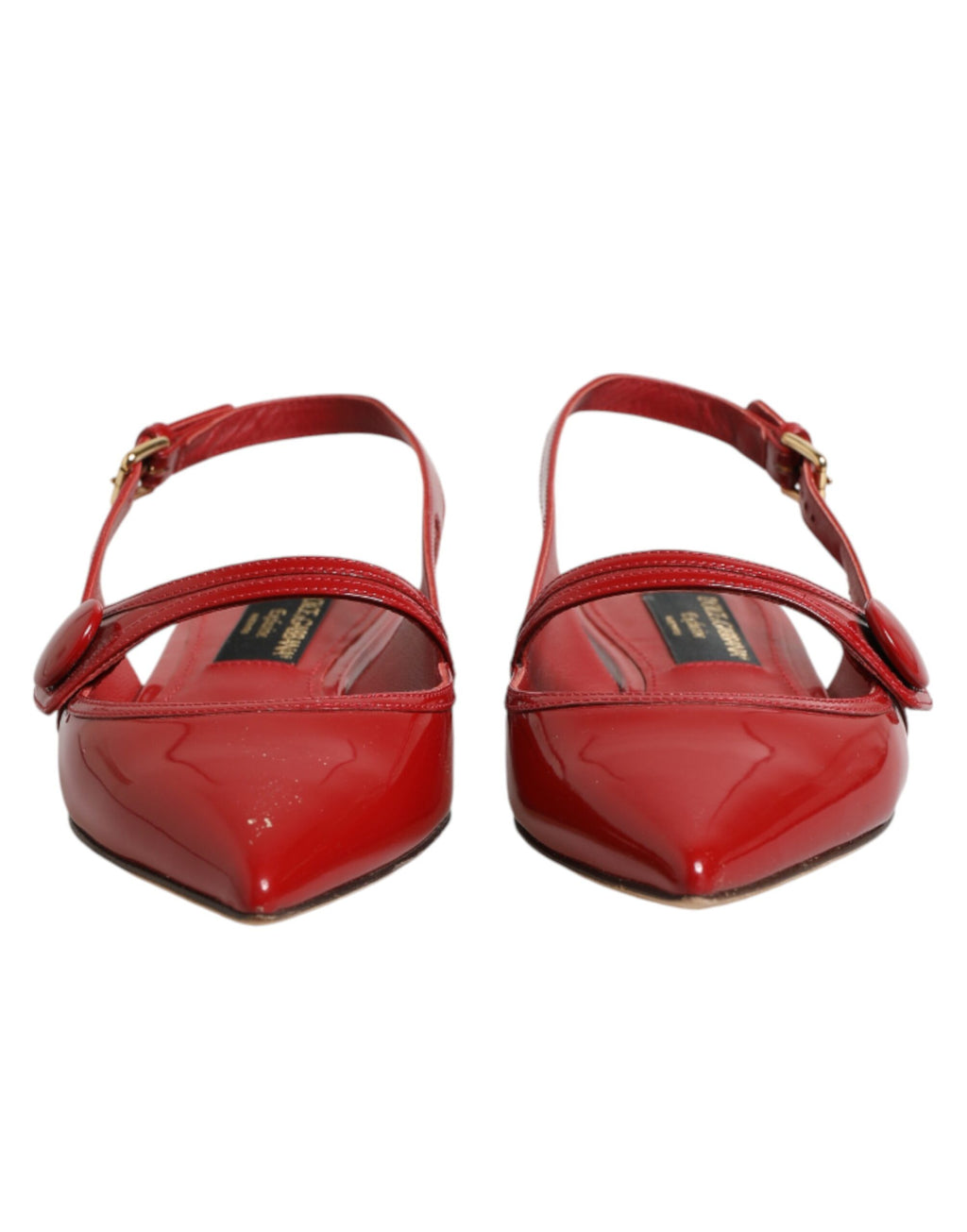 Dolce & Gabbana Red Leather Slingback Flats Sandals Shoes