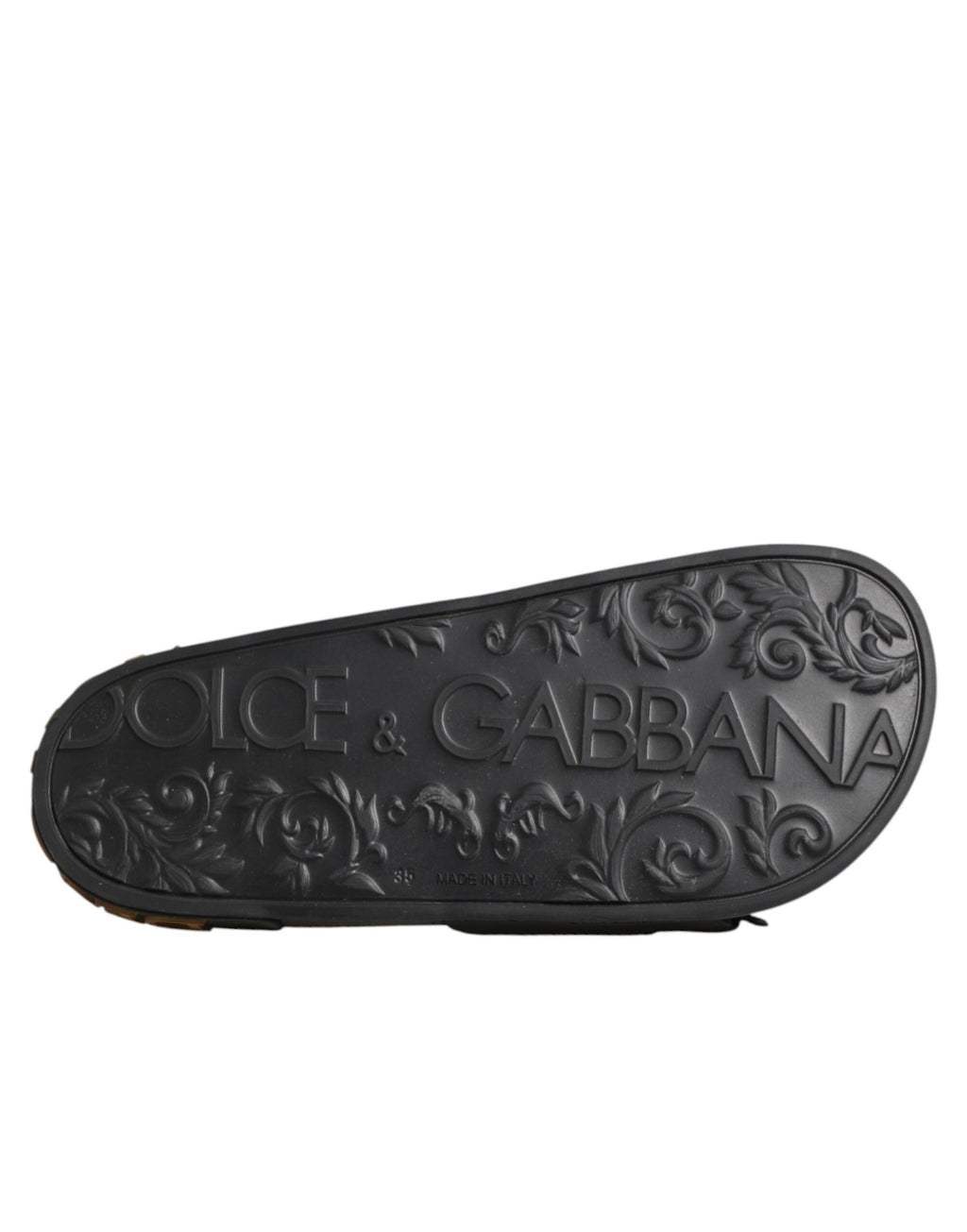 Dolce & Gabbana Black Devotion Matelassé Leather Slides Shoes