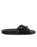 Dolce & Gabbana Black Devotion Matelassé Leather Slides Shoes