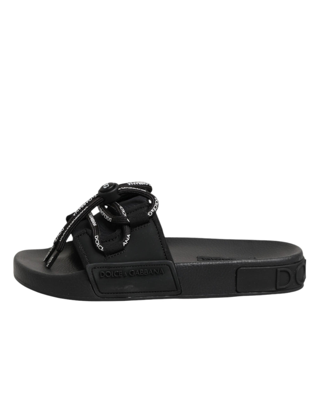 Dolce & Gabbana Black logo print Slides Beachwear Shoes
