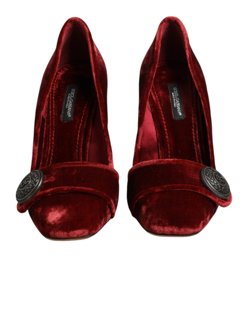 Dolce & Gabbana Red Velvet Embellished Heels Pumps  Shoes