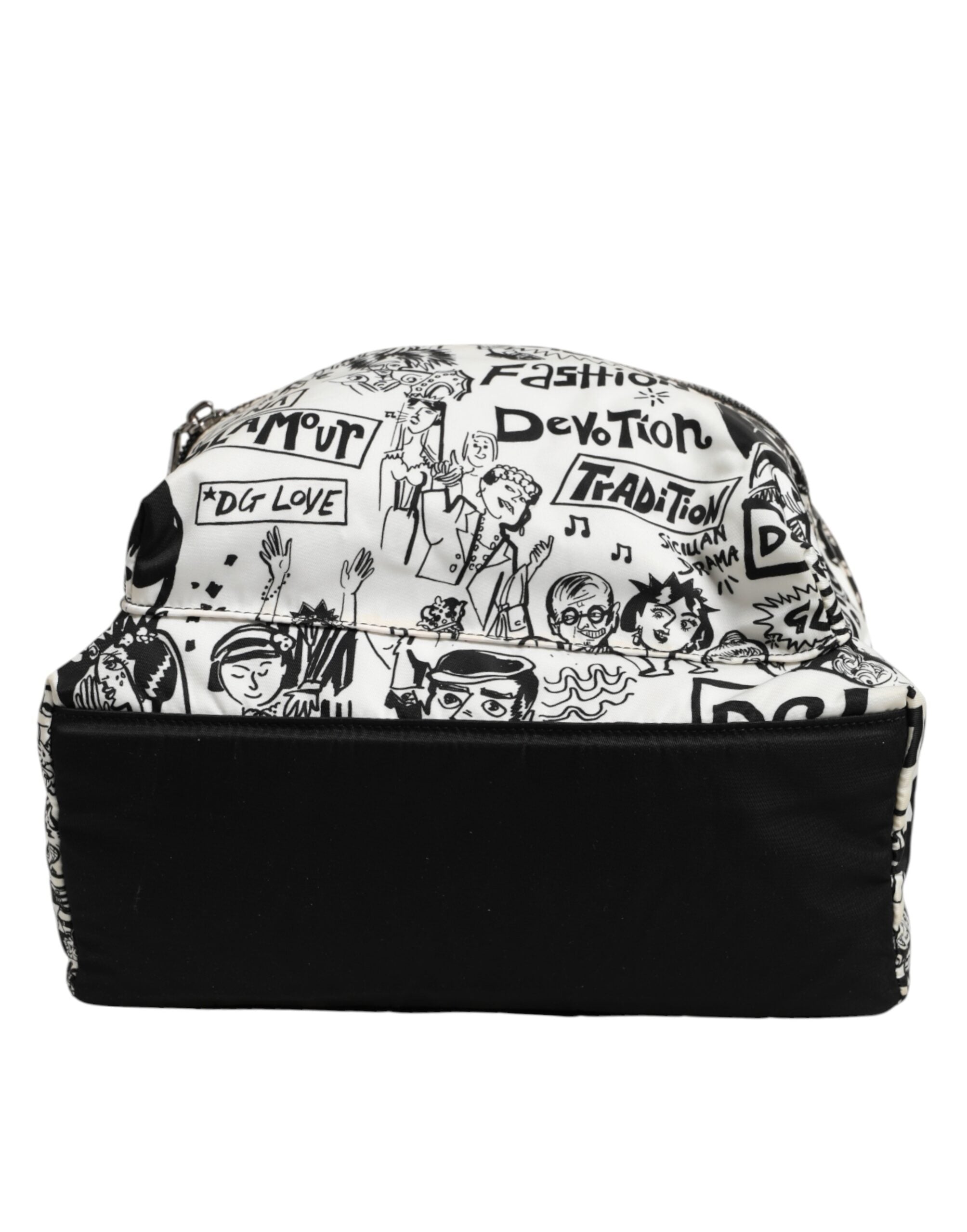Dolce & Gabbana Black White Graffiti Print School Backpack Men Borse Bag