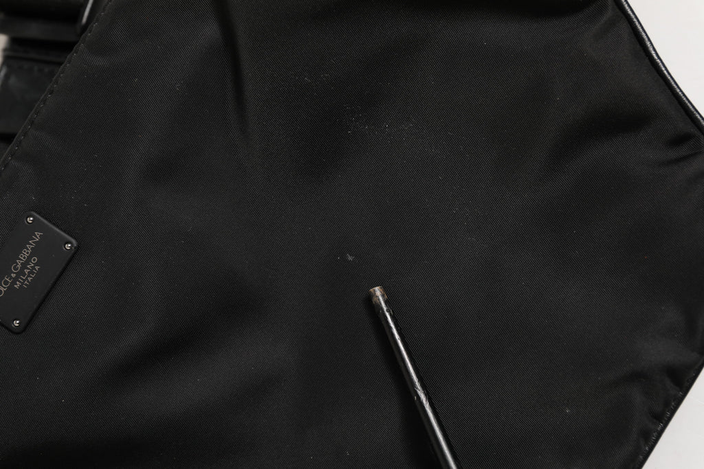 Dolce & Gabbana Black Logo Tape Print Waist Fanny Pack Men's Borse Bag