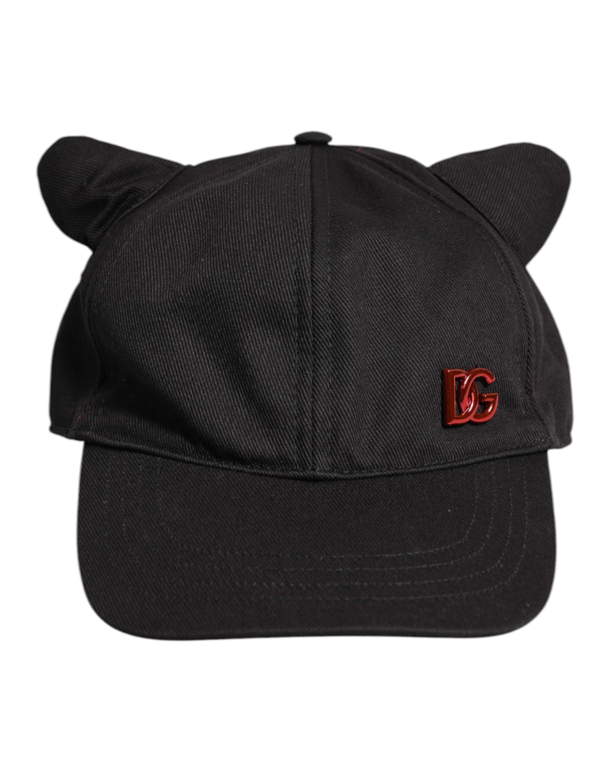 Dolce & Gabbana Black Cotton Logo Patch 6 Panels Baseball Cap Hat