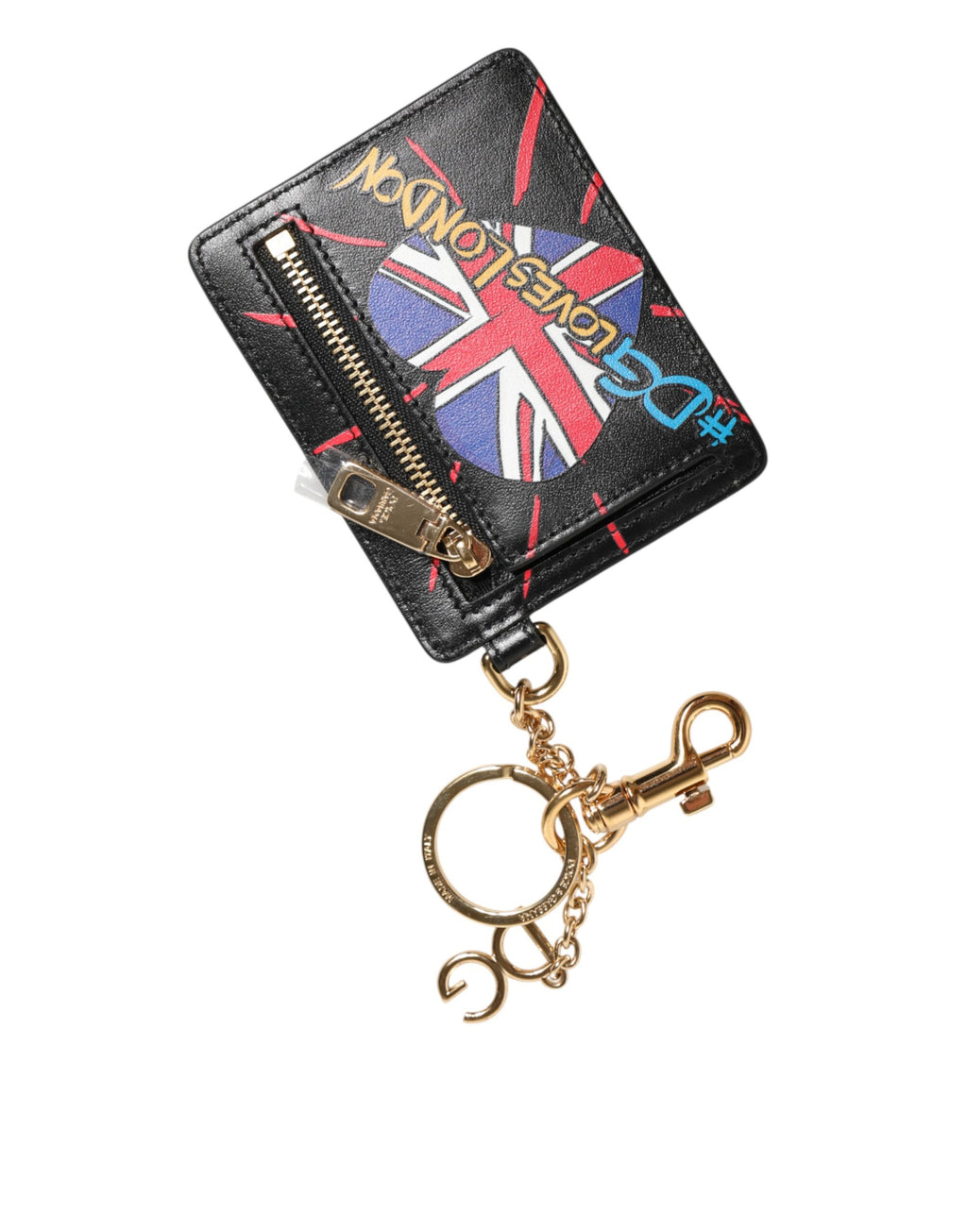 Dolce & Gabbana Black Leather #DGLovesLondon Cardholder Coin Case Keyring