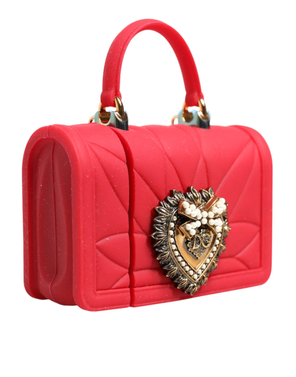 Dolce & Gabbana Red Silicone Devotion Heart Cover Bag Women Airpods Case