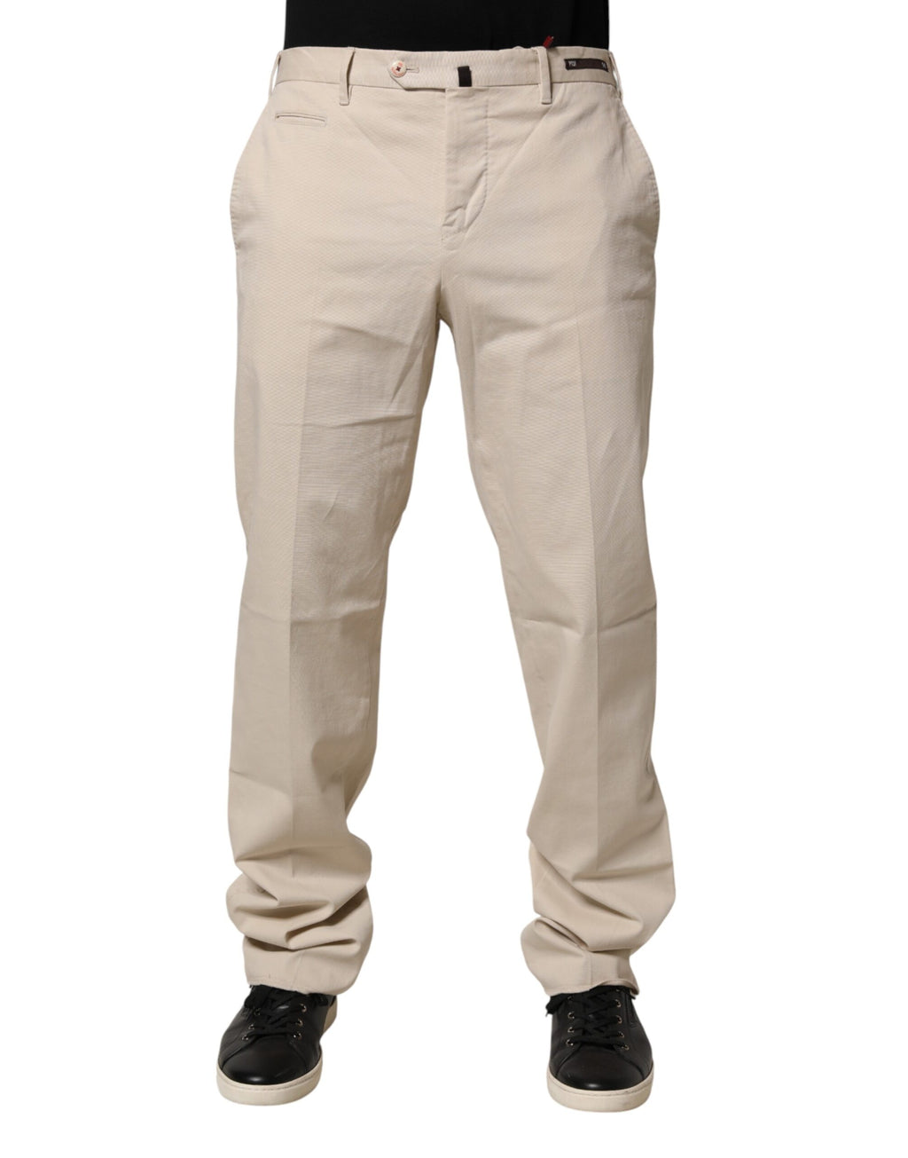 PT01 Beige Men Chino Mid Waist Straight Dress Trouser Pants