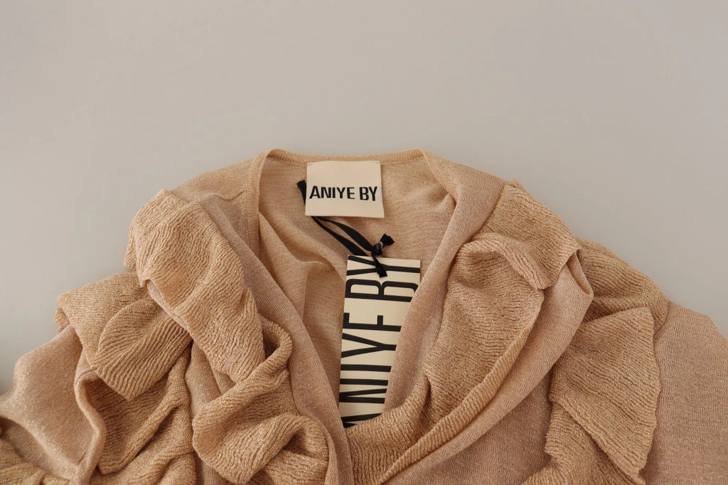 Aniye By Gold Ruffles Long Sleeves Viscose Cardigan Top