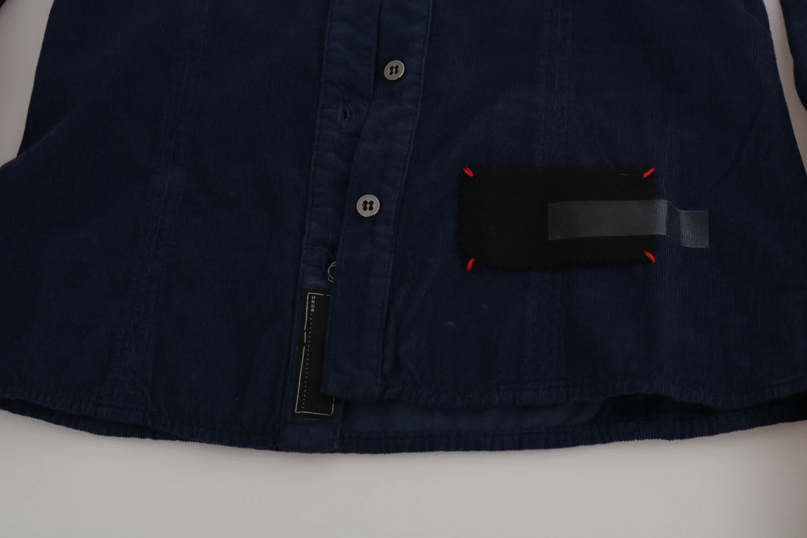 Camisa Blusa Top de Pana de Algodón Azul Manga Larga Acht