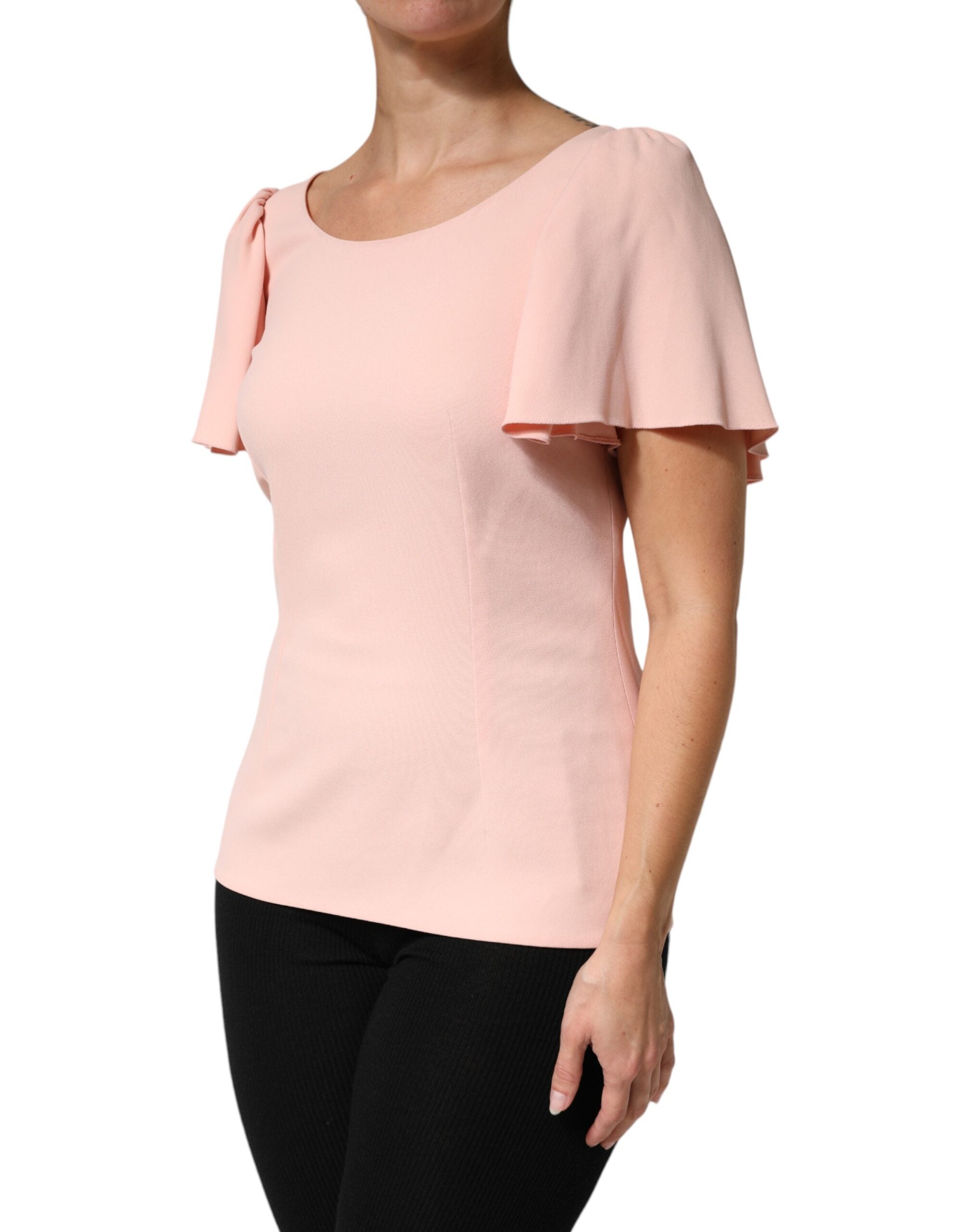Dolce & Gabbana Pink Short Sleeves Round Neck Blouse Top