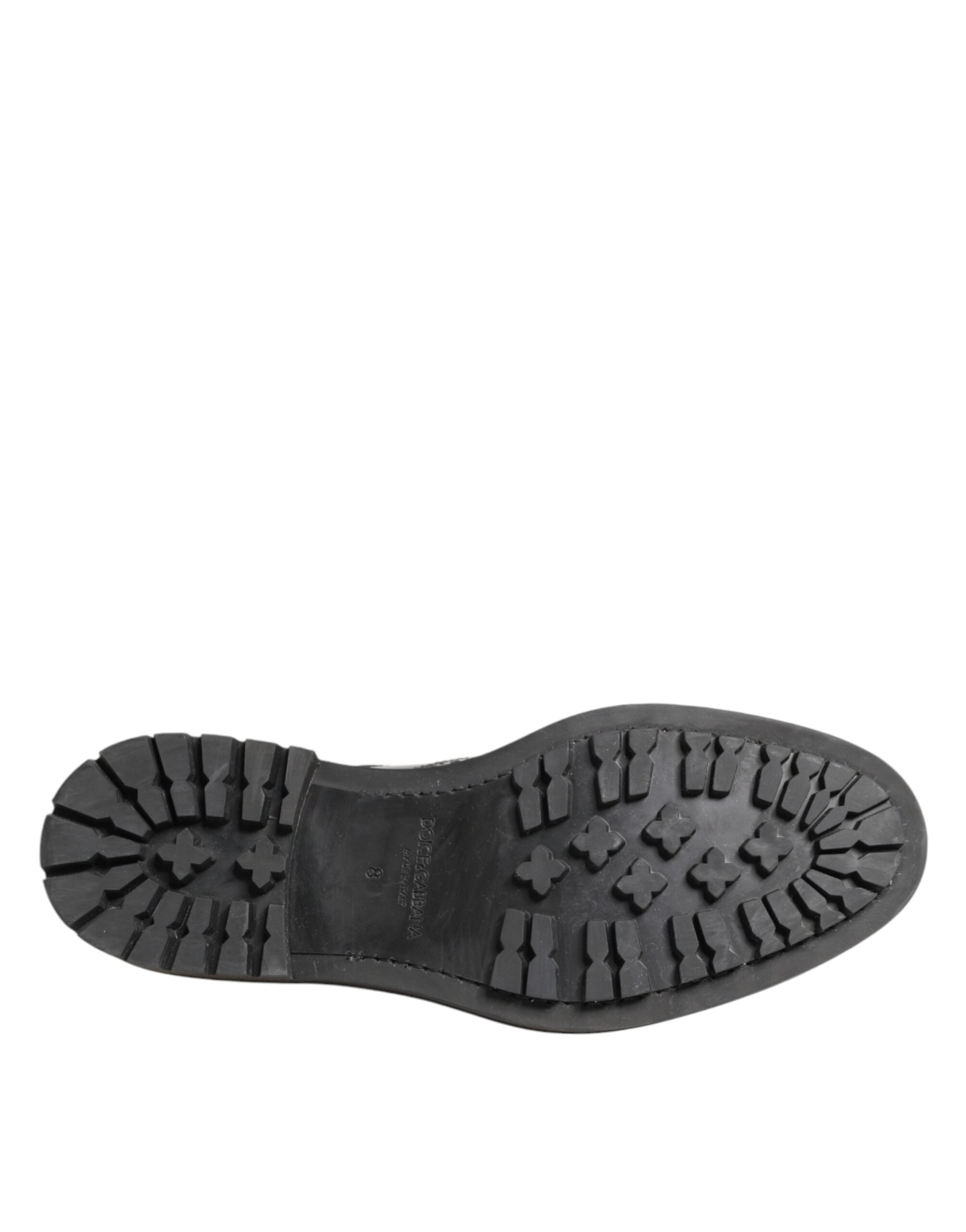 Dolce & Gabbana Black Calfskin Leather Derby Men Dress Shoes