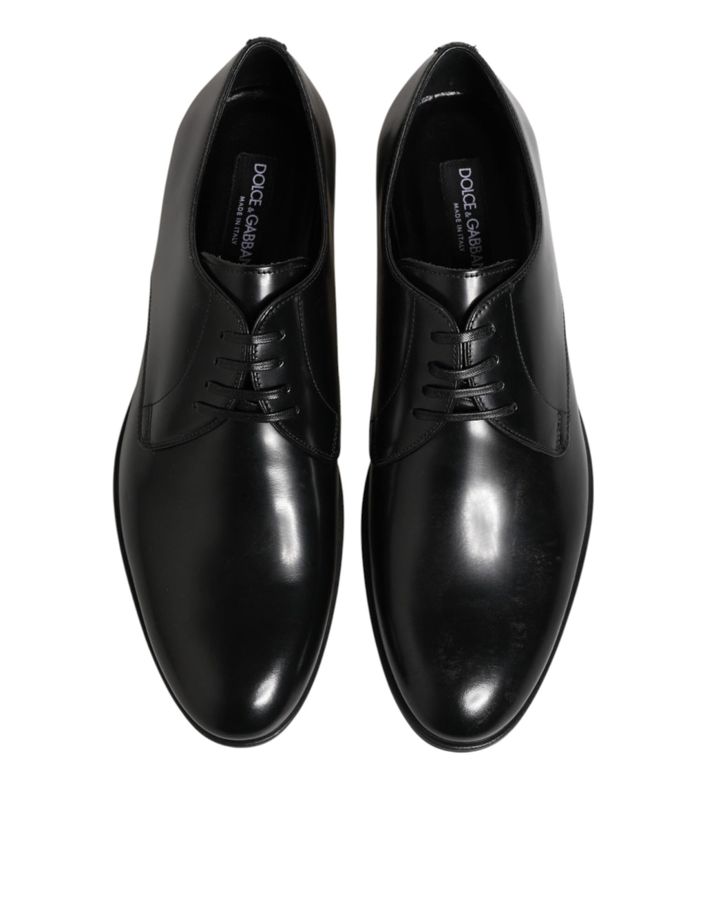 Dolce & Gabbana Black Calfskin Leather Derby Dress Shoes