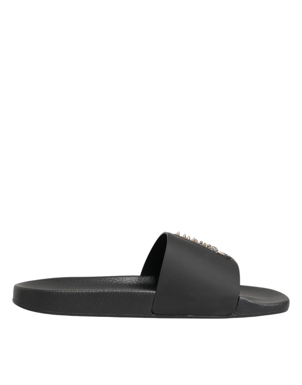 Dolce & Gabbana Black Leather Slides Sandals Beachwear Shoes