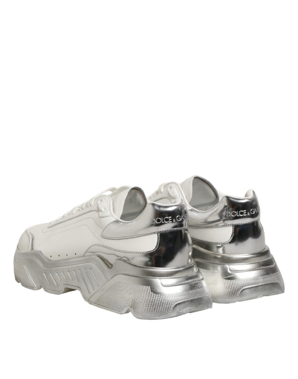 Dolce & Gabbana White Silver Daymaster Low Top Sneakers Shoes