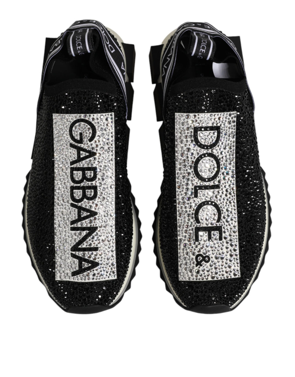 Dolce & Gabbana Black Strass Slip On Men Sorrento Sneakers Shoes