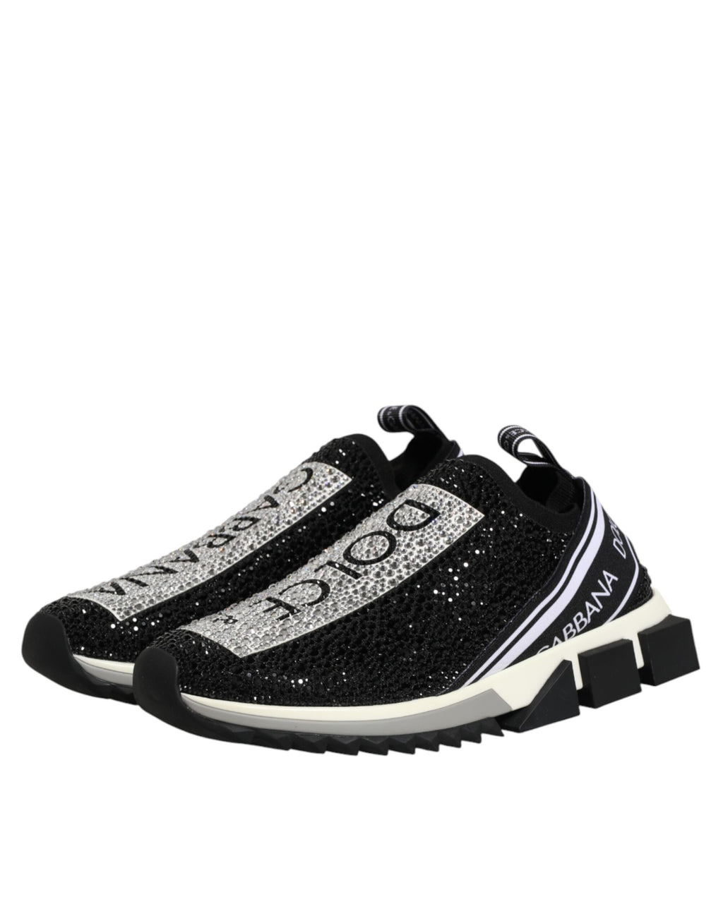 Dolce & Gabbana Black Strass Slip On Men Sorrento Sneakers Shoes